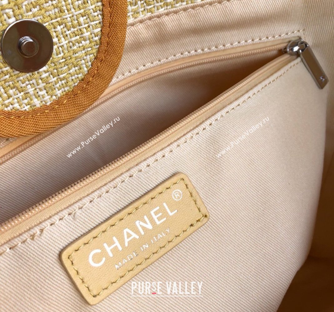 Chanel Deauville Mixed Fibers and Calfskin Shopping Bag A66941 Yellow 2024 0517 (YD-240517034)