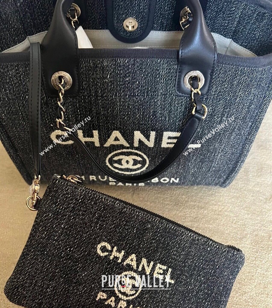 Chanel Deauville Denim and Calfskin Shopping Bag A66941 Dark Blue 2024 0517 (YD-240517039)