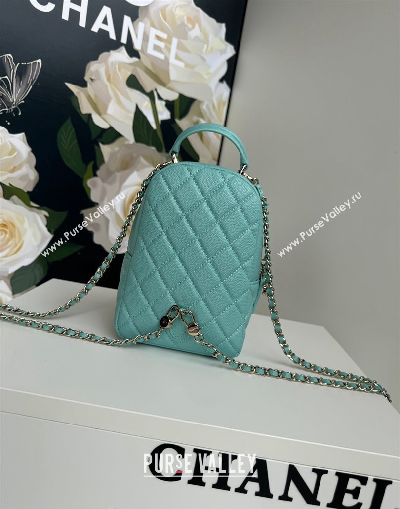 Chanel Grained Calfskin Mini Backpack Bag with Chain AP3573 Green 2024 (yezi-240517002)