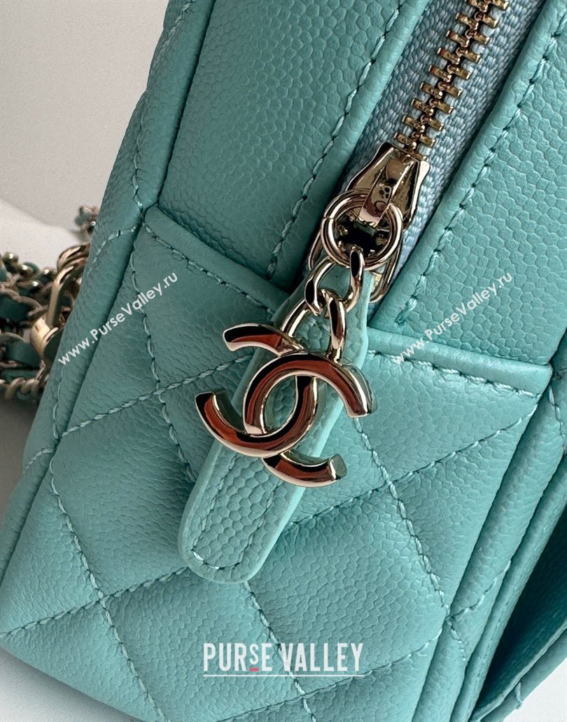 Chanel Grained Calfskin Mini Backpack Bag with Chain AP3573 Green 2024 (yezi-240517002)