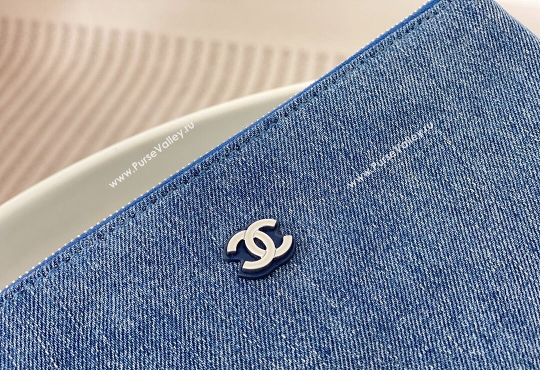 Chanel 22 Pearls Quilted Denim Shopping Bag AS3261 Blue 2024 0517 (SM-240517031)