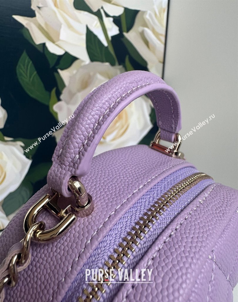 Chanel Grained Calfskin Mini Backpack Bag with Chain AP3573 Purple 2024 (yezi-240517003)