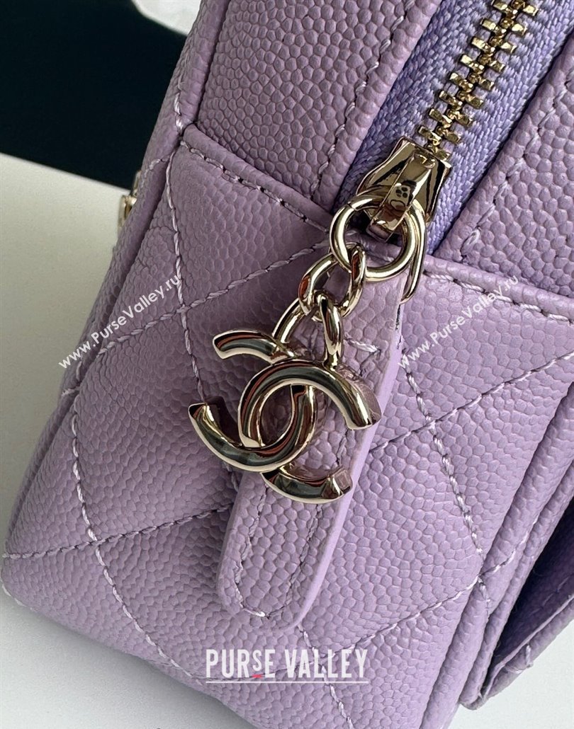 Chanel Grained Calfskin Mini Backpack Bag with Chain AP3573 Purple 2024 (yezi-240517003)
