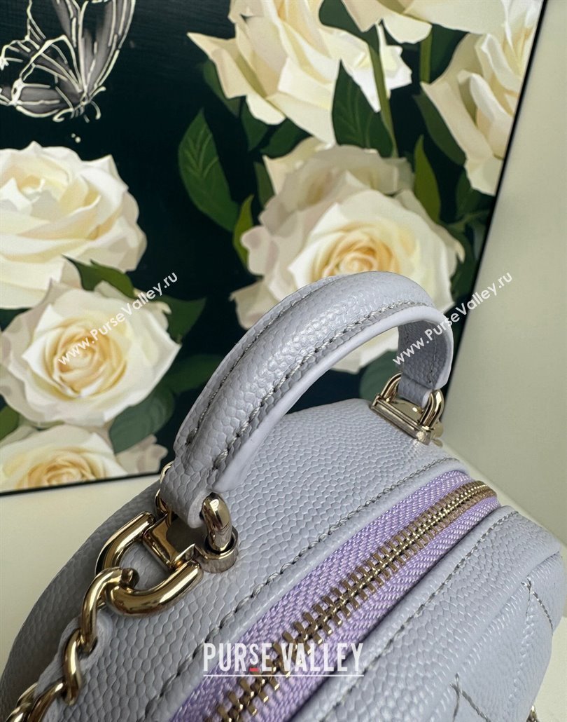 Chanel Grained Calfskin Mini Backpack Bag with Chain AP3573 Light Purple 2024 (yezi-240517005)