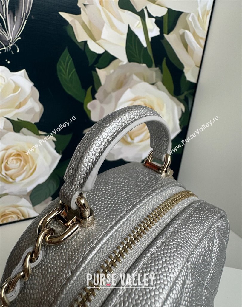Chanel Grained Calfskin Mini Backpack Bag with Chain AP3573 Silver 2024 (yezi-240517006)