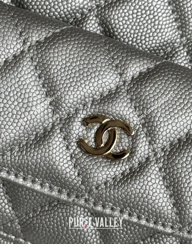 Chanel Grained Calfskin Mini Backpack Bag with Chain AP3573 Silver 2024 (yezi-240517006)