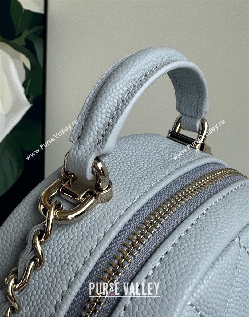 Chanel Grained Calfskin Mini Backpack Bag with Chain AP3573 Light Blue 2024 (yezi-240517001)
