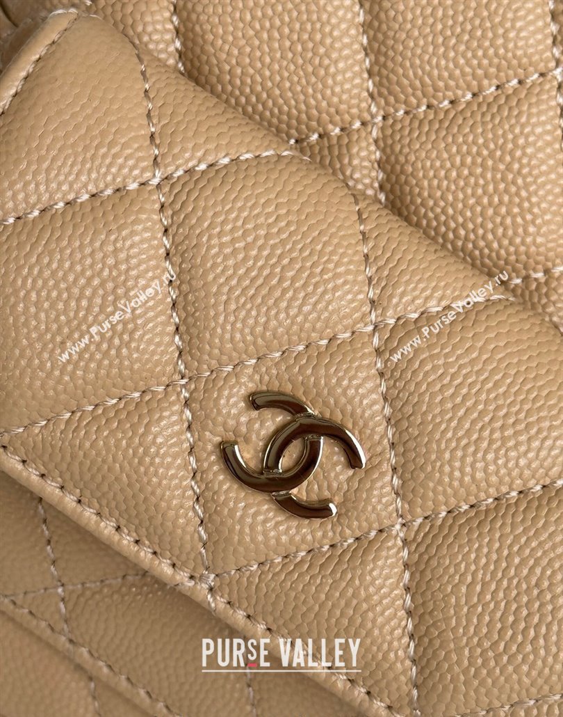 Chanel Grained Calfskin Mini Backpack Bag with Chain AP3573 Beige 2024 (yezi-240517007)