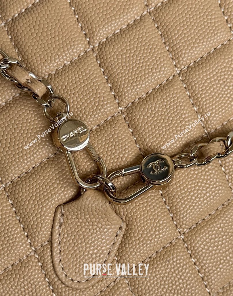 Chanel Grained Calfskin Mini Backpack Bag with Chain AP3573 Beige 2024 (yezi-240517007)