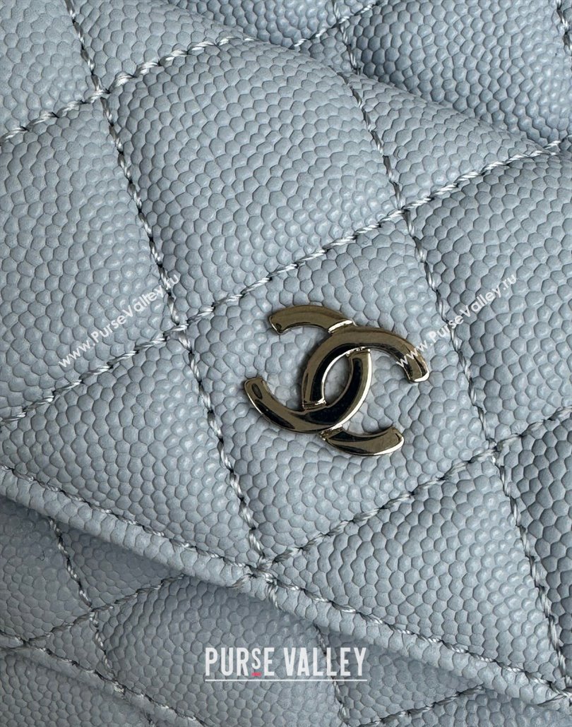 Chanel Grained Calfskin Mini Backpack Bag with Chain AP3573 Light Blue 2024 (yezi-240517001)
