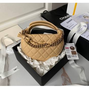Chanel Grained Shiny Calfskin Pouch with Bow Chain Apricot 2024 AP3943 (yezi-240517082)
