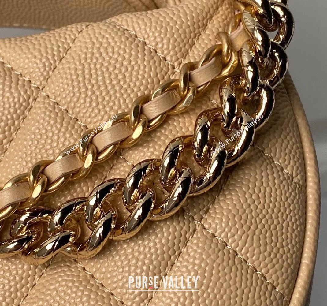 Chanel Grained Shiny Calfskin Pouch with Bow Chain Apricot 2024 AP3943 (yezi-240517082)