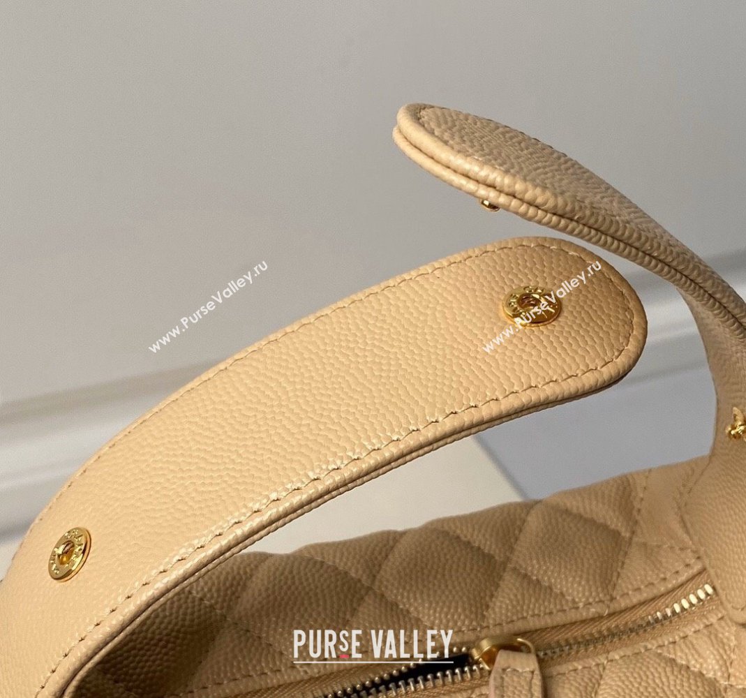 Chanel Grained Shiny Calfskin Pouch with Bow Chain Apricot 2024 AP3943 (yezi-240517082)