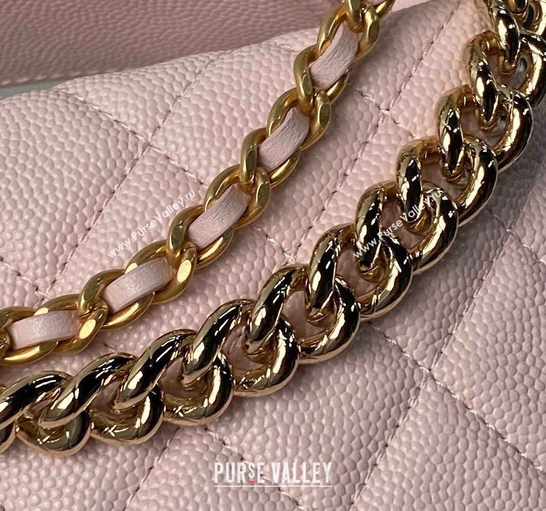 Chanel Grained Shiny Calfskin Pouch with Bow Chain Light Pink 2024 AP3943 (yezi-240517083)