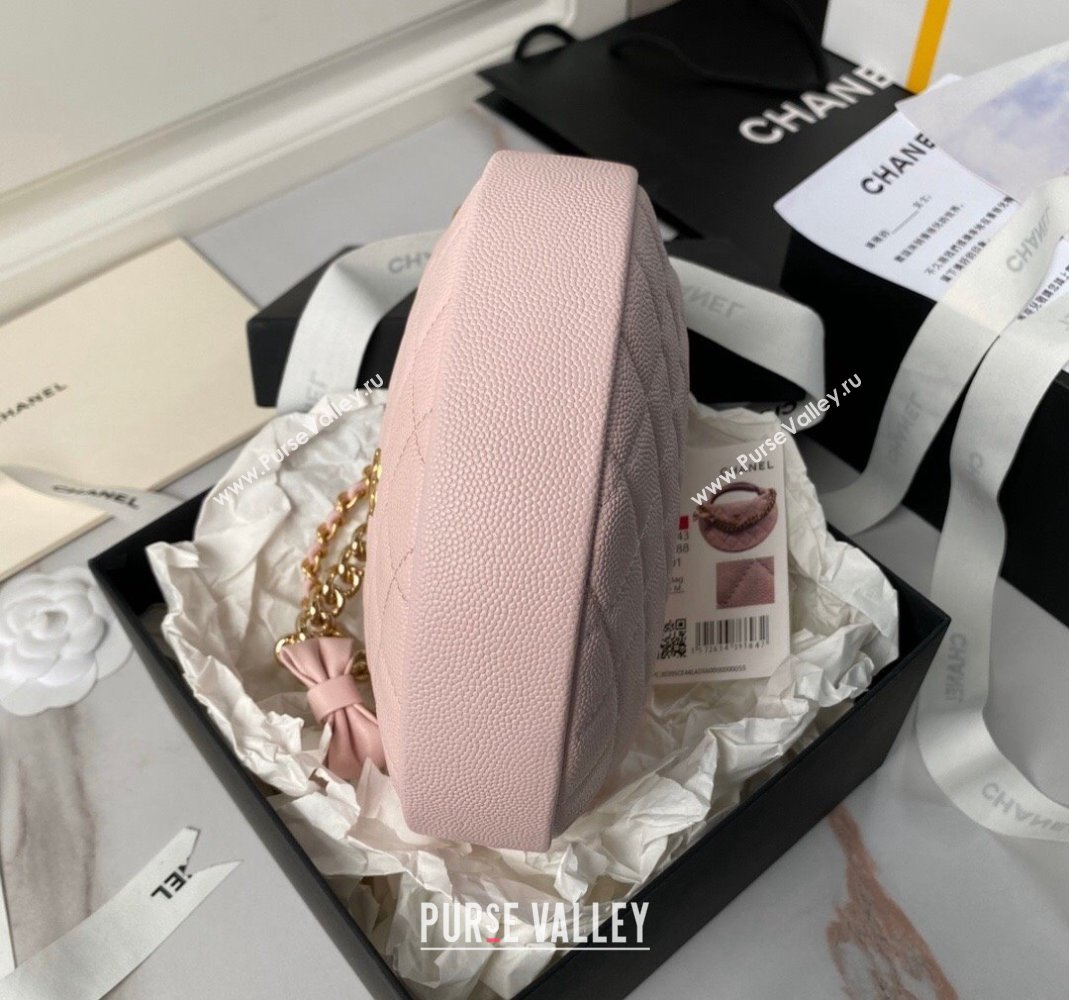 Chanel Grained Shiny Calfskin Pouch with Bow Chain Light Pink 2024 AP3943 (yezi-240517083)