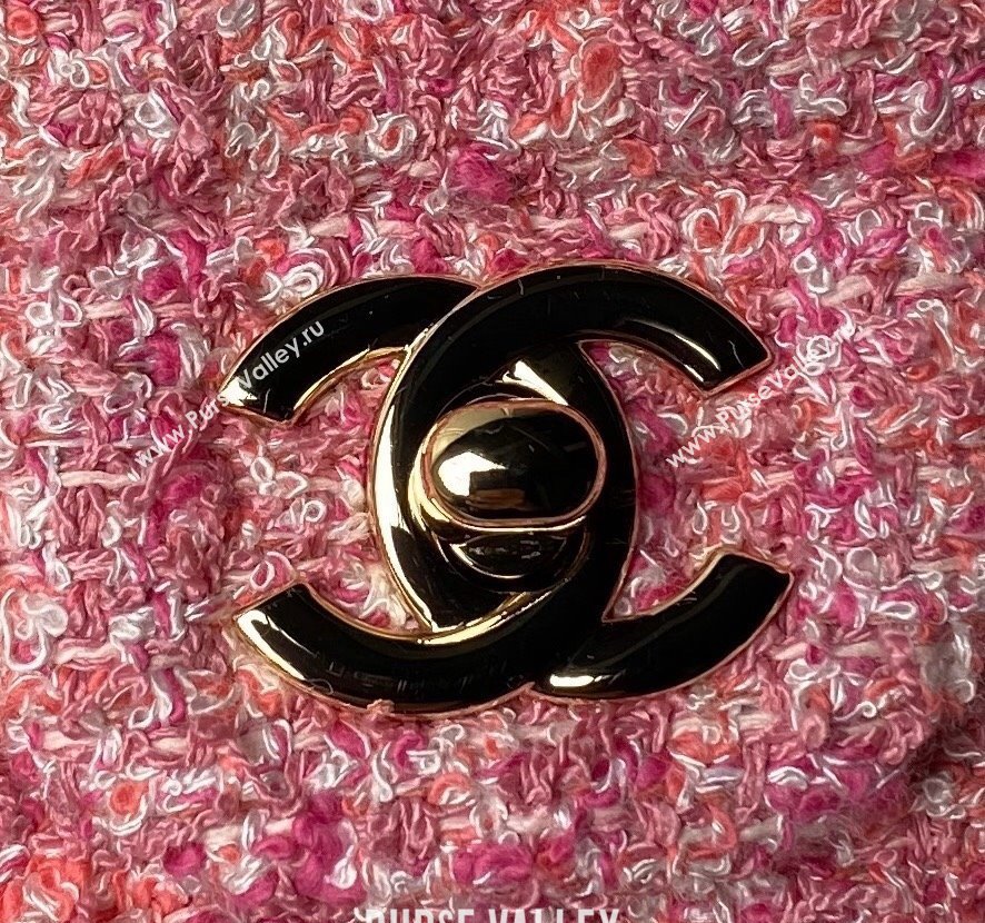 Chanel Classic Tweed Medium Flap Bag A01112 Pink 2024 0517 (yezi-240517010)
