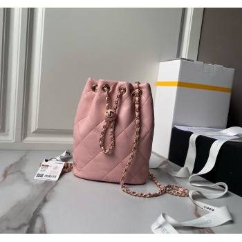 Chanel Shiny Lambskin Backpack bag AS4810 Light Pink 2024 (yezi-240518067)