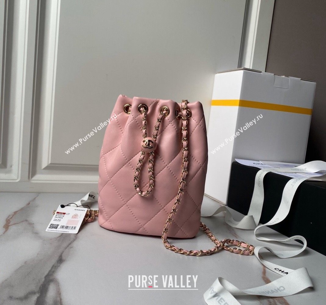 Chanel Shiny Lambskin Backpack bag AS4810 Light Pink 2024 (yezi-240518067)