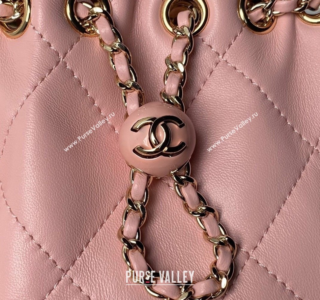 Chanel Shiny Lambskin Backpack bag AS4810 Light Pink 2024 (yezi-240518067)