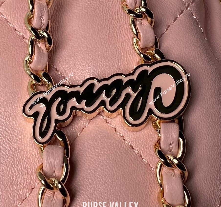 Chanel Shiny Lambskin Backpack bag AS4810 Light Pink 2024 (yezi-240518067)