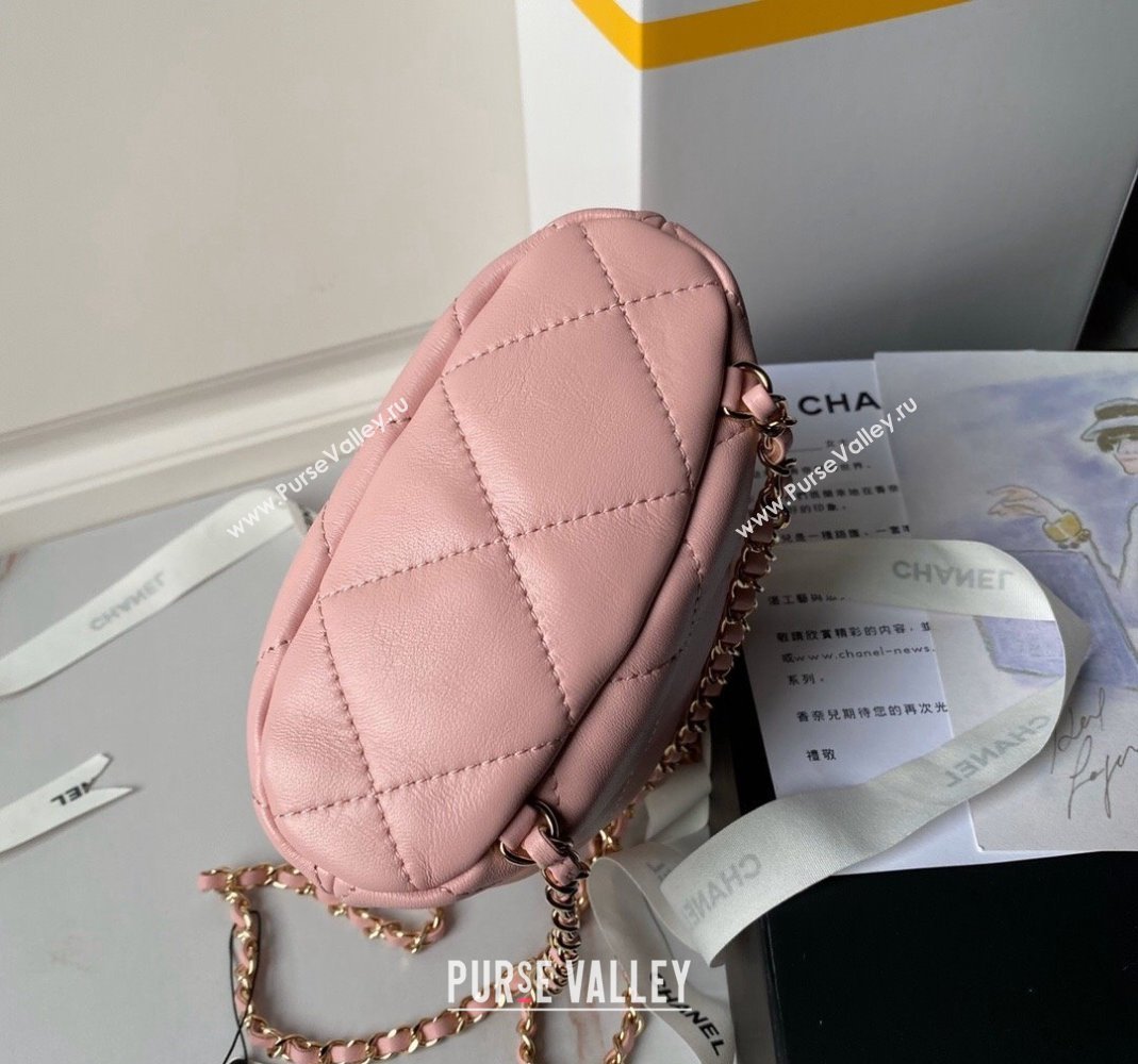 Chanel Shiny Lambskin Backpack bag AS4810 Light Pink 2024 (yezi-240518067)