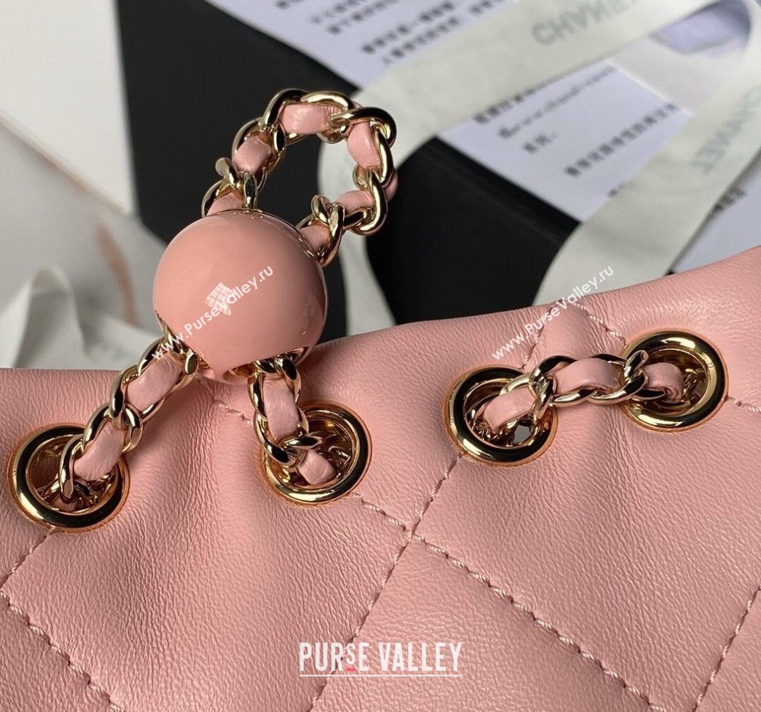 Chanel Shiny Lambskin Backpack bag AS4810 Light Pink 2024 (yezi-240518067)