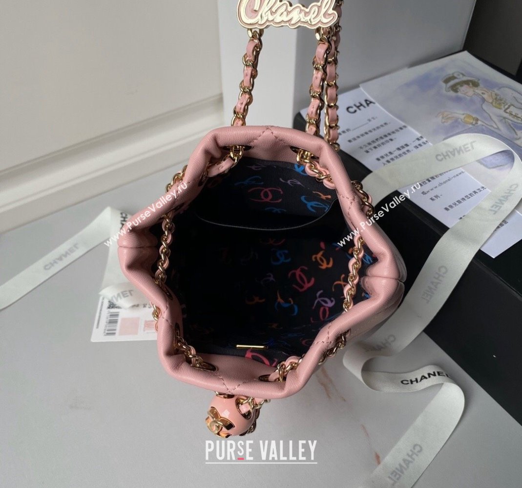 Chanel Shiny Lambskin Backpack bag AS4810 Light Pink 2024 (yezi-240518067)