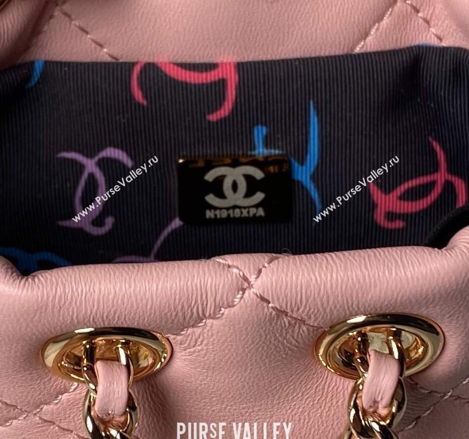 Chanel Shiny Lambskin Backpack bag AS4810 Light Pink 2024 (yezi-240518067)