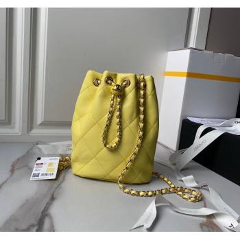 Chanel Shiny Lambskin Backpack bag AS4810 Yellow 2024 (yezi-240518068)