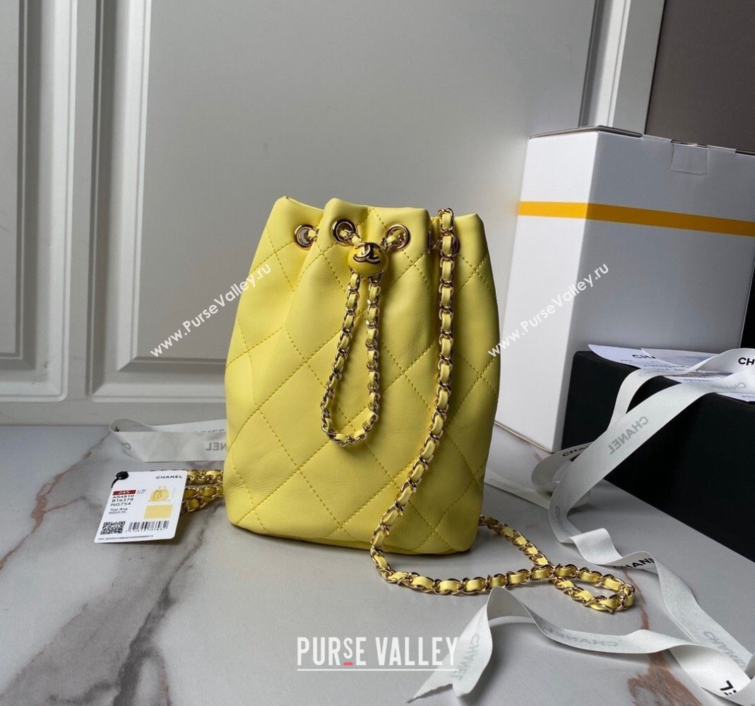 Chanel Shiny Lambskin Backpack bag AS4810 Yellow 2024 (yezi-240518068)