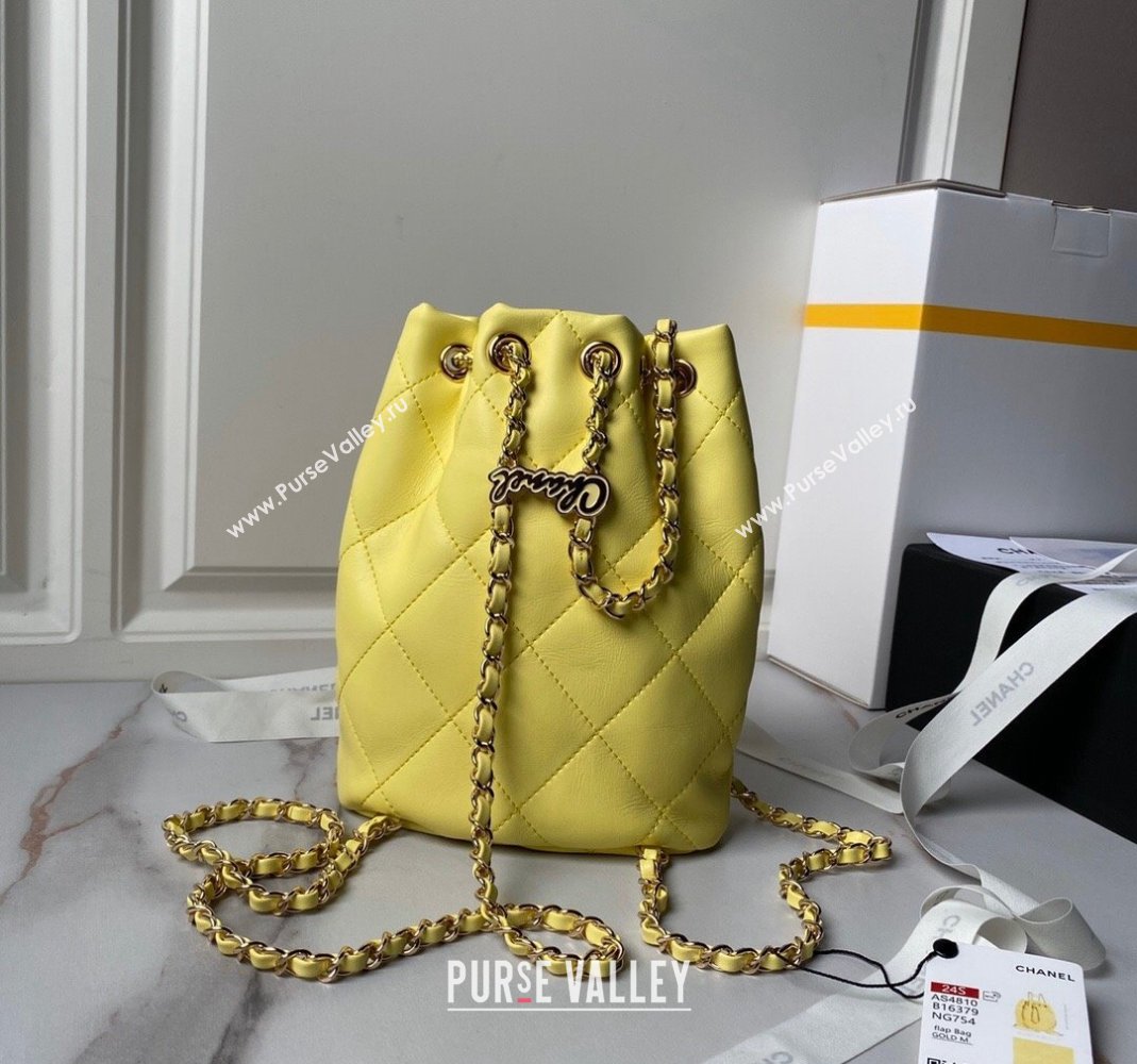 Chanel Shiny Lambskin Backpack bag AS4810 Yellow 2024 (yezi-240518068)