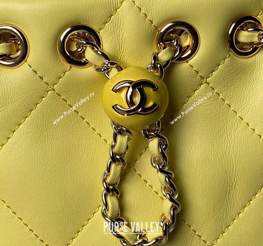 Chanel Shiny Lambskin Backpack bag AS4810 Yellow 2024 (yezi-240518068)