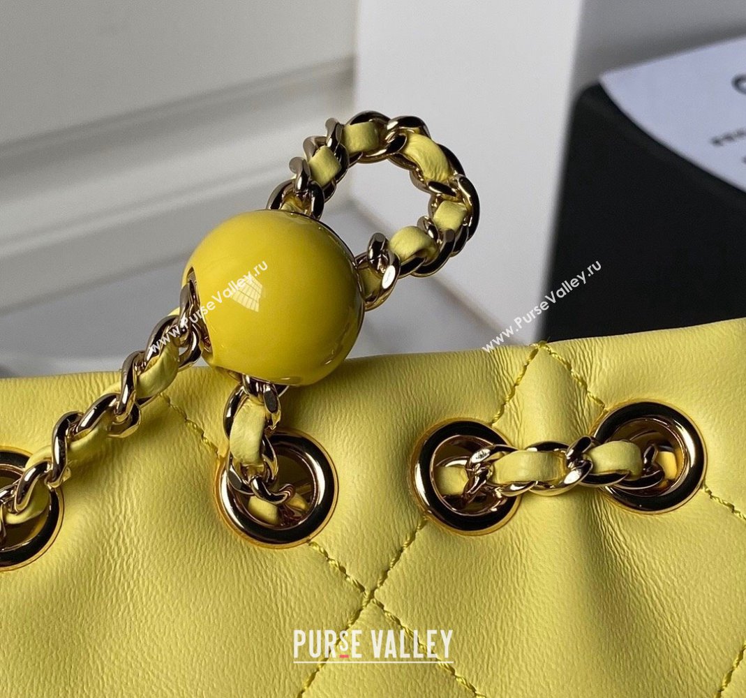 Chanel Shiny Lambskin Backpack bag AS4810 Yellow 2024 (yezi-240518068)