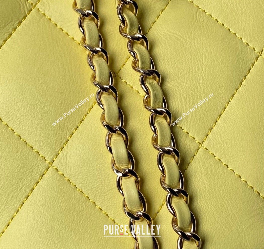 Chanel Shiny Lambskin Backpack bag AS4810 Yellow 2024 (yezi-240518068)