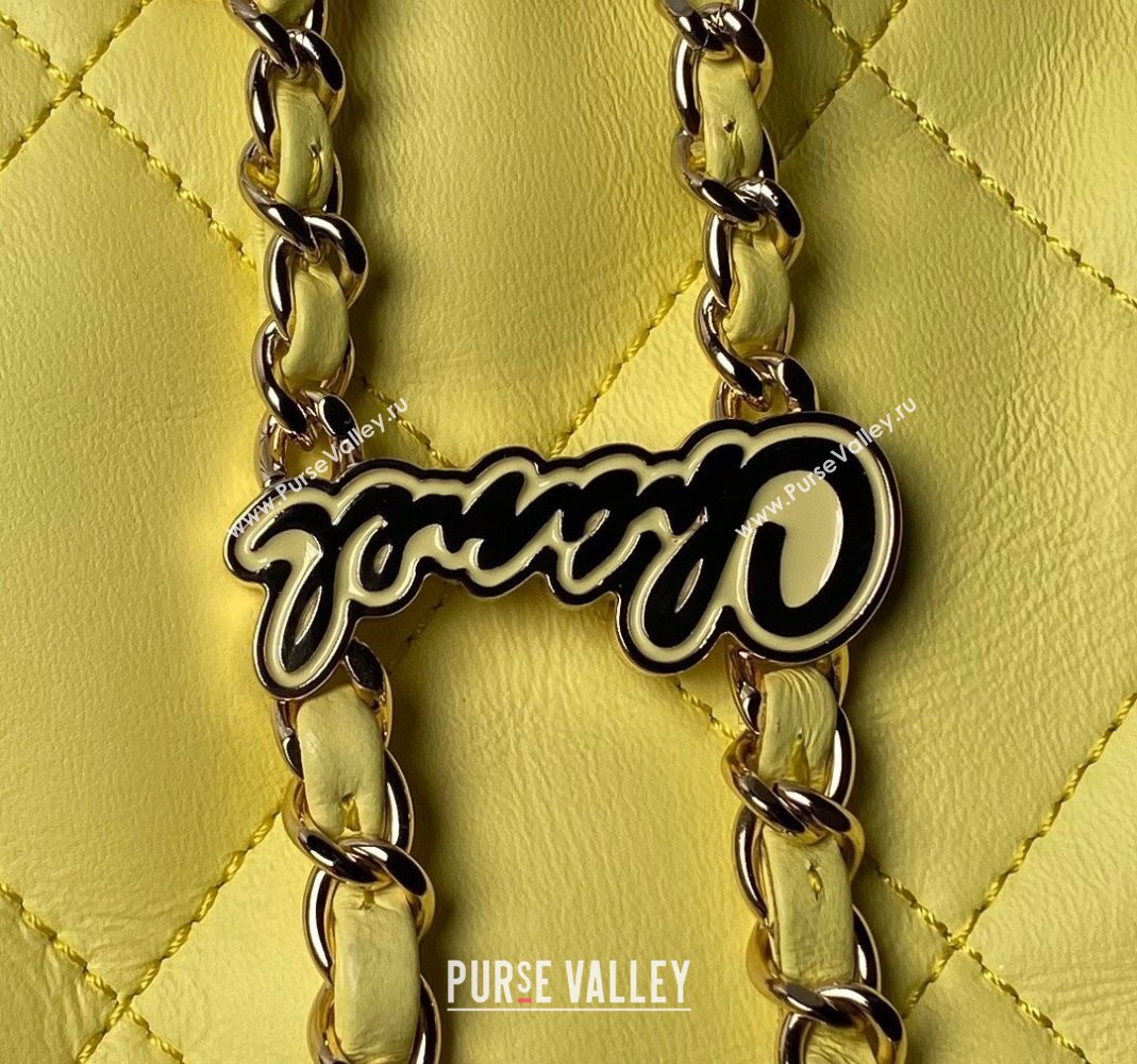 Chanel Shiny Lambskin Backpack bag AS4810 Yellow 2024 (yezi-240518068)