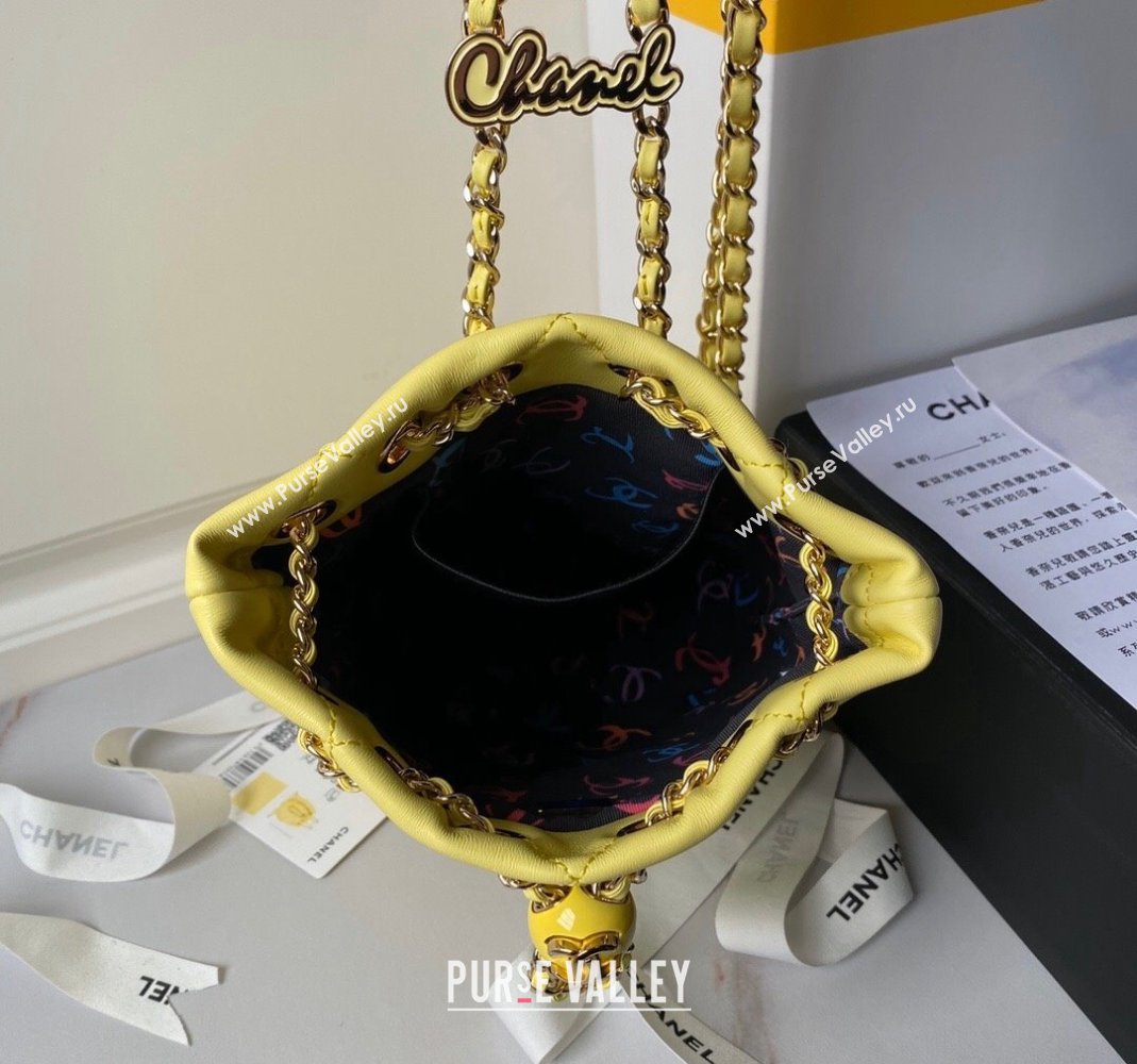 Chanel Shiny Lambskin Backpack bag AS4810 Yellow 2024 (yezi-240518068)