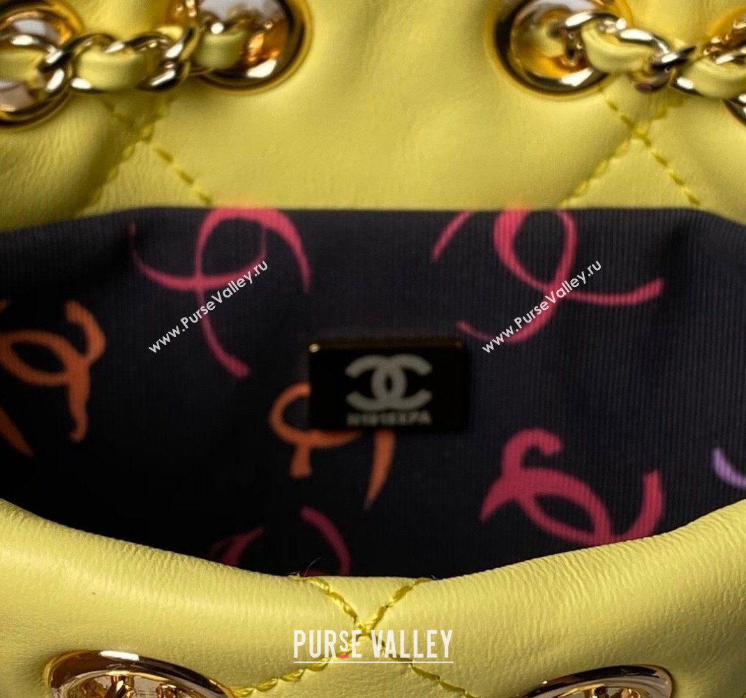 Chanel Shiny Lambskin Backpack bag AS4810 Yellow 2024 (yezi-240518068)