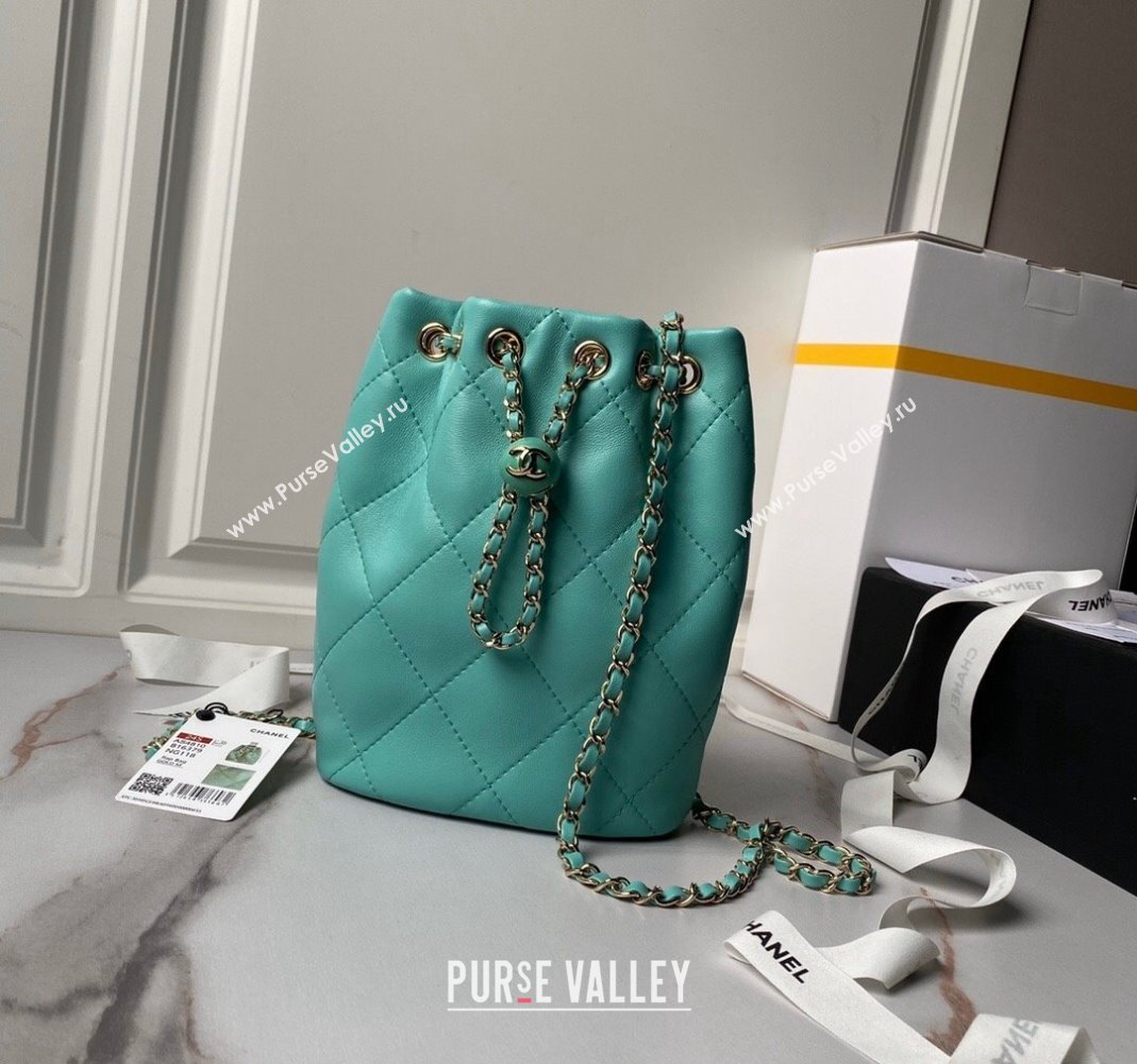 Chanel Shiny Lambskin Backpack bag AS4810 Light Green 2024 (yezi-240518069)
