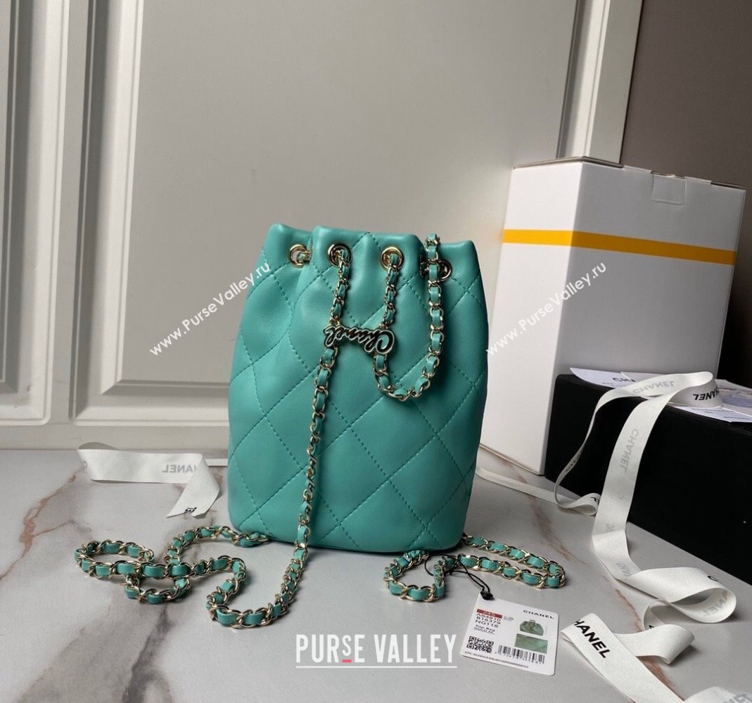 Chanel Shiny Lambskin Backpack bag AS4810 Light Green 2024 (yezi-240518069)