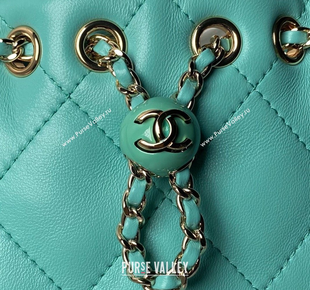 Chanel Shiny Lambskin Backpack bag AS4810 Light Green 2024 (yezi-240518069)