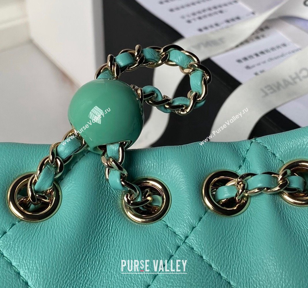 Chanel Shiny Lambskin Backpack bag AS4810 Light Green 2024 (yezi-240518069)