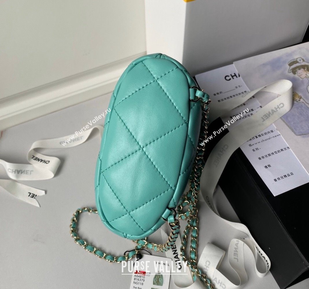 Chanel Shiny Lambskin Backpack bag AS4810 Light Green 2024 (yezi-240518069)