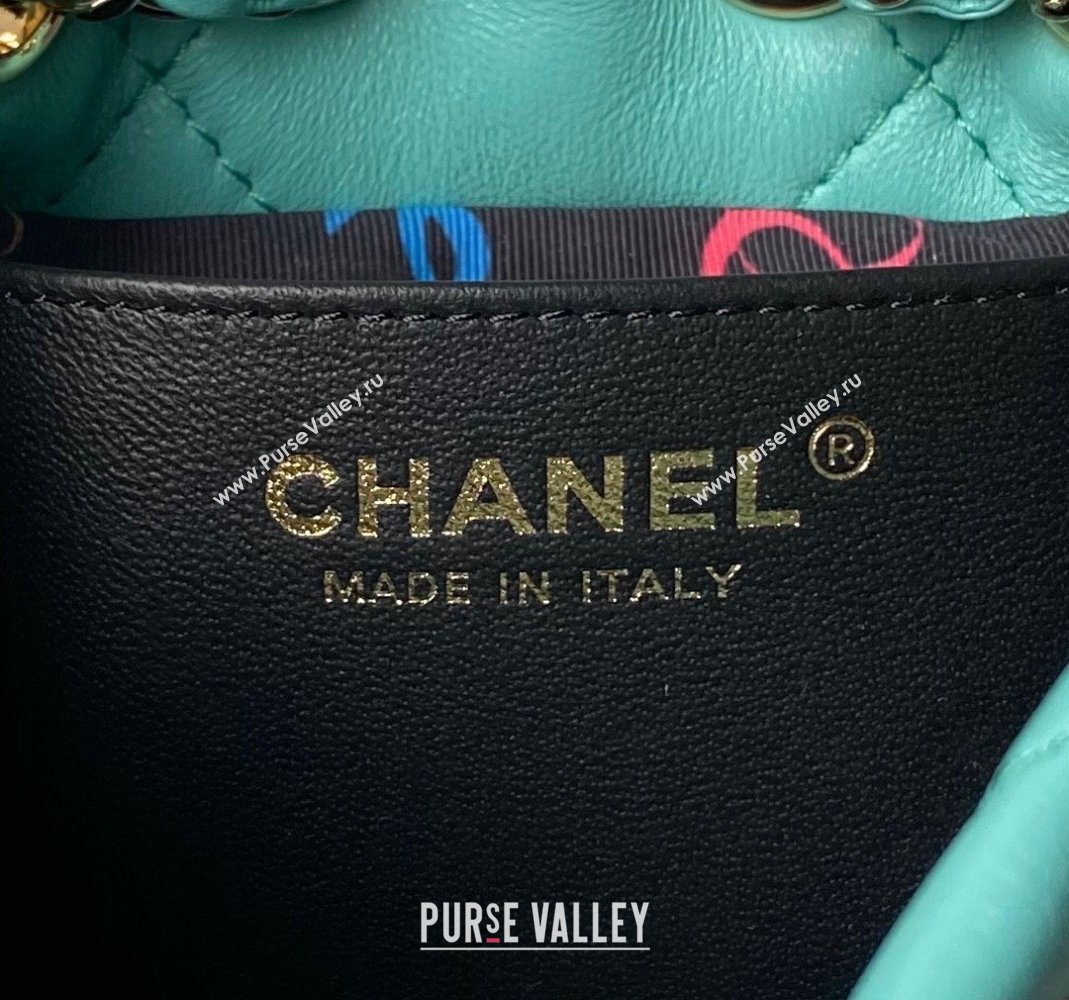 Chanel Shiny Lambskin Backpack bag AS4810 Light Green 2024 (yezi-240518069)