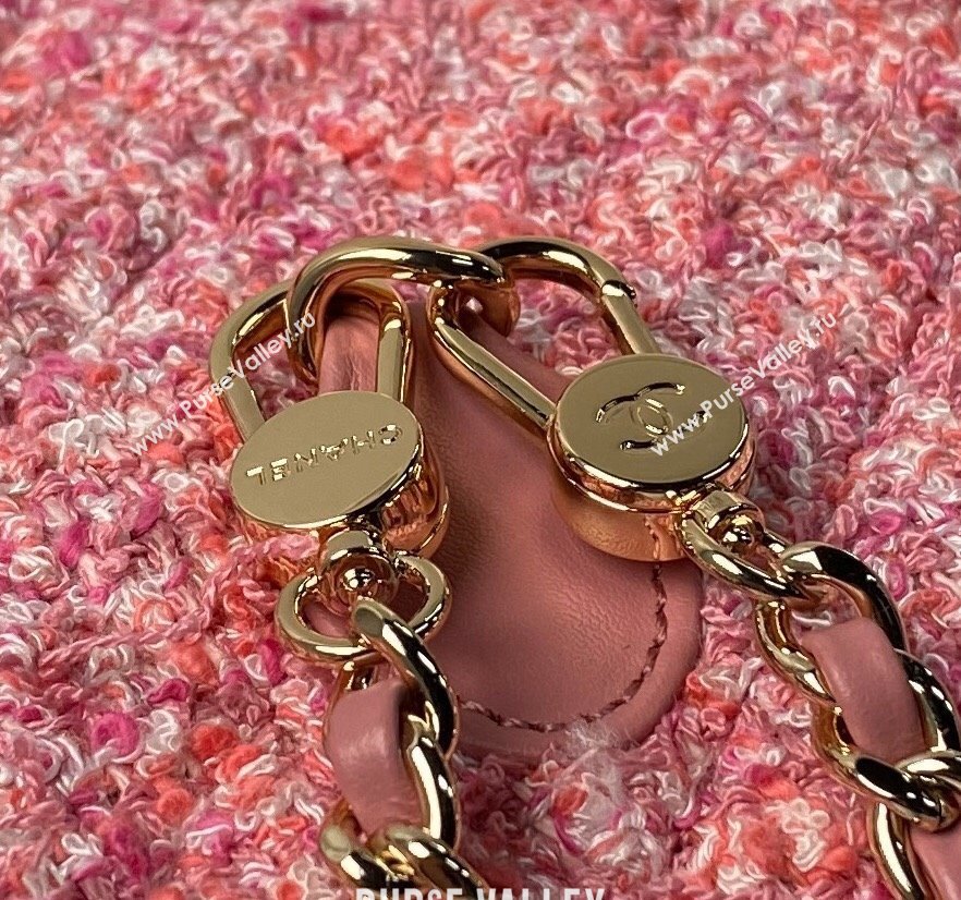 Chanel Tweed Mini Backpack Bag with Chain AP3573 Pink 2024 (yezi-240517009)