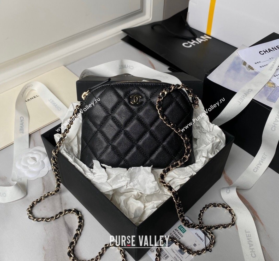 Chanel Grained Calfskin Clutch with Chain AP4000 Black 2024 (yezi-240517046)