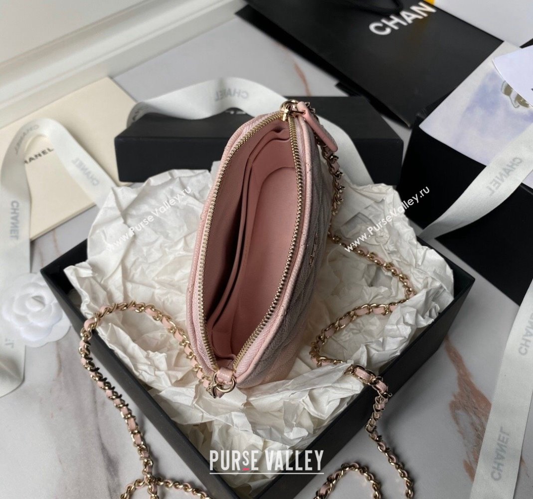 Chanel Grained Calfskin Clutch with Chain AP4000 Light Pink 2024 (yezi-240517047)