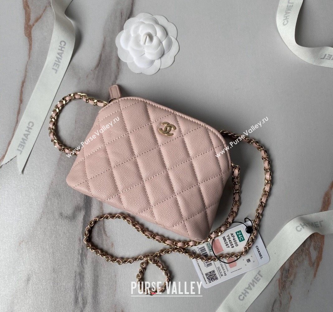 Chanel Grained Calfskin Clutch with Chain AP4000 Light Pink 2024 (yezi-240517047)