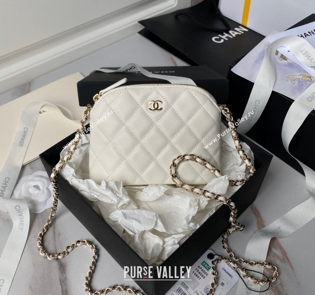 Chanel Grained Calfskin Clutch with Chain AP4000 White 2024 (yezi-240517048)