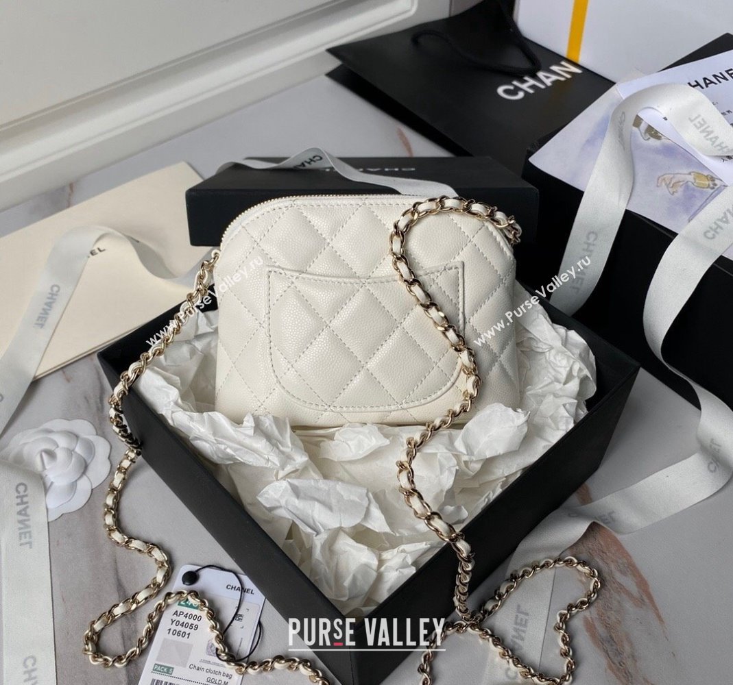 Chanel Grained Calfskin Clutch with Chain AP4000 White 2024 (yezi-240517048)