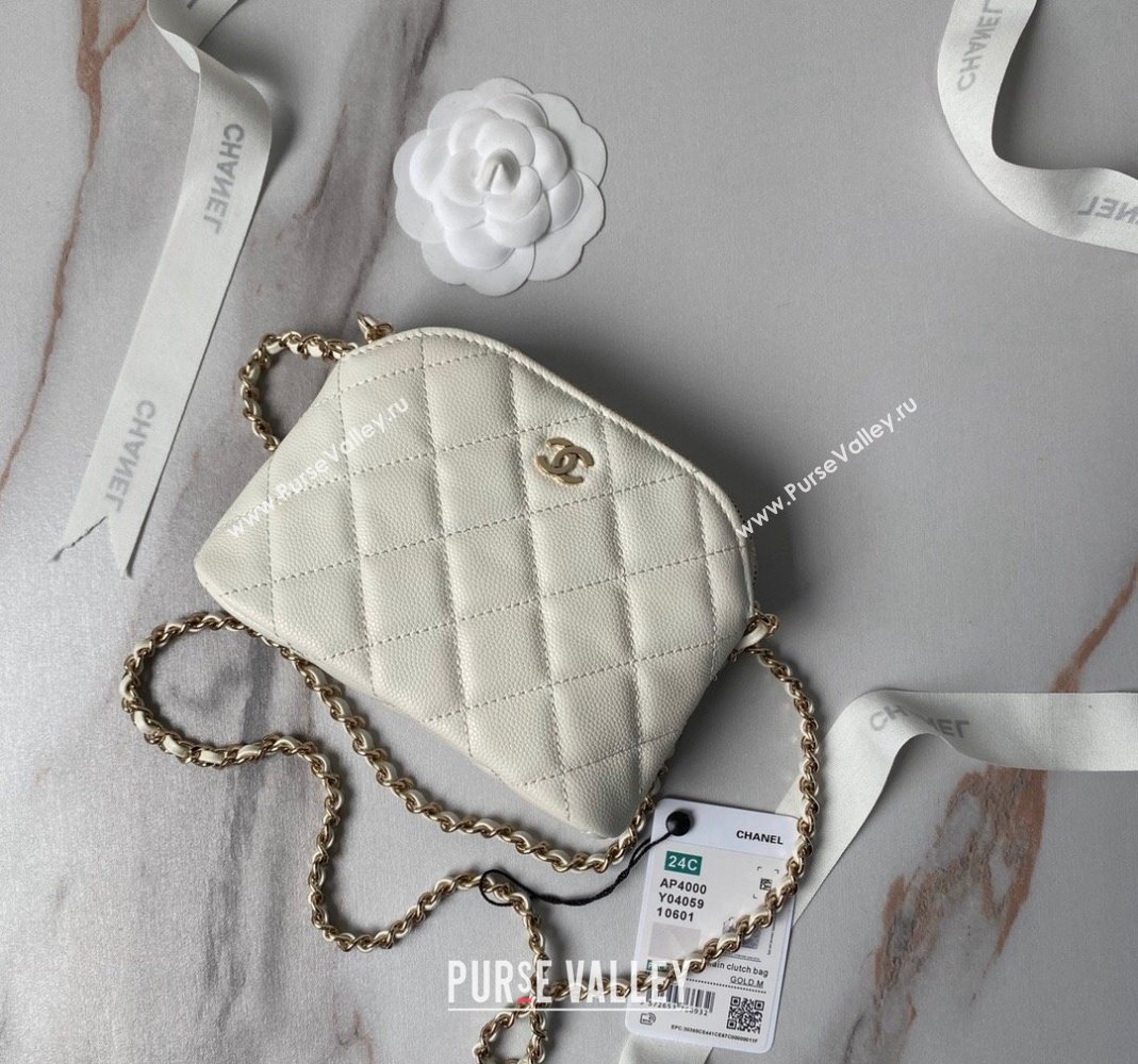Chanel Grained Calfskin Clutch with Chain AP4000 White 2024 (yezi-240517048)